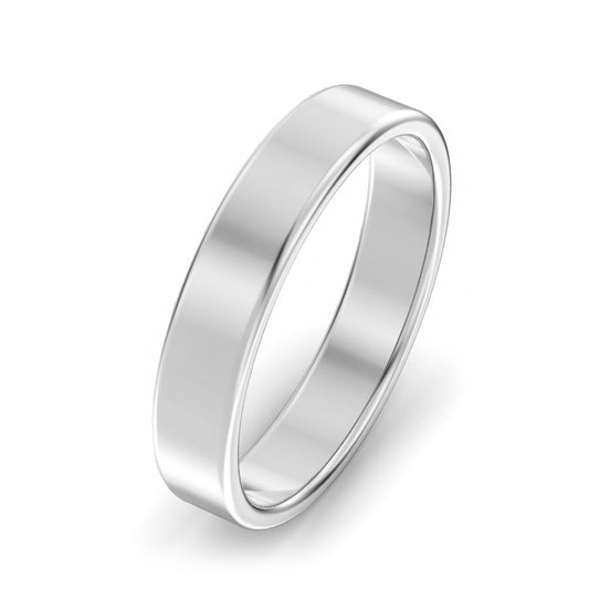 4mm Modern Court Light Weight Wedding Ring White Gold
