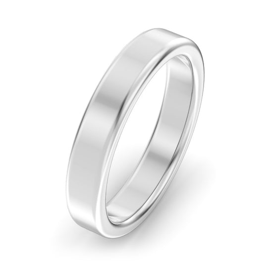 4mm Modern Court Medium Weight Wedding Ring White Gold