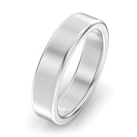 5mm Modern Court Medium Weight Wedding Ring White Gold
