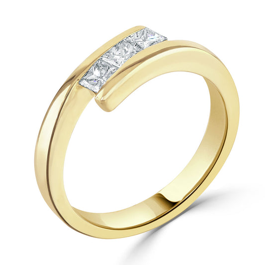 Princess Cut Diamond Engagement Ring Yellow Gold