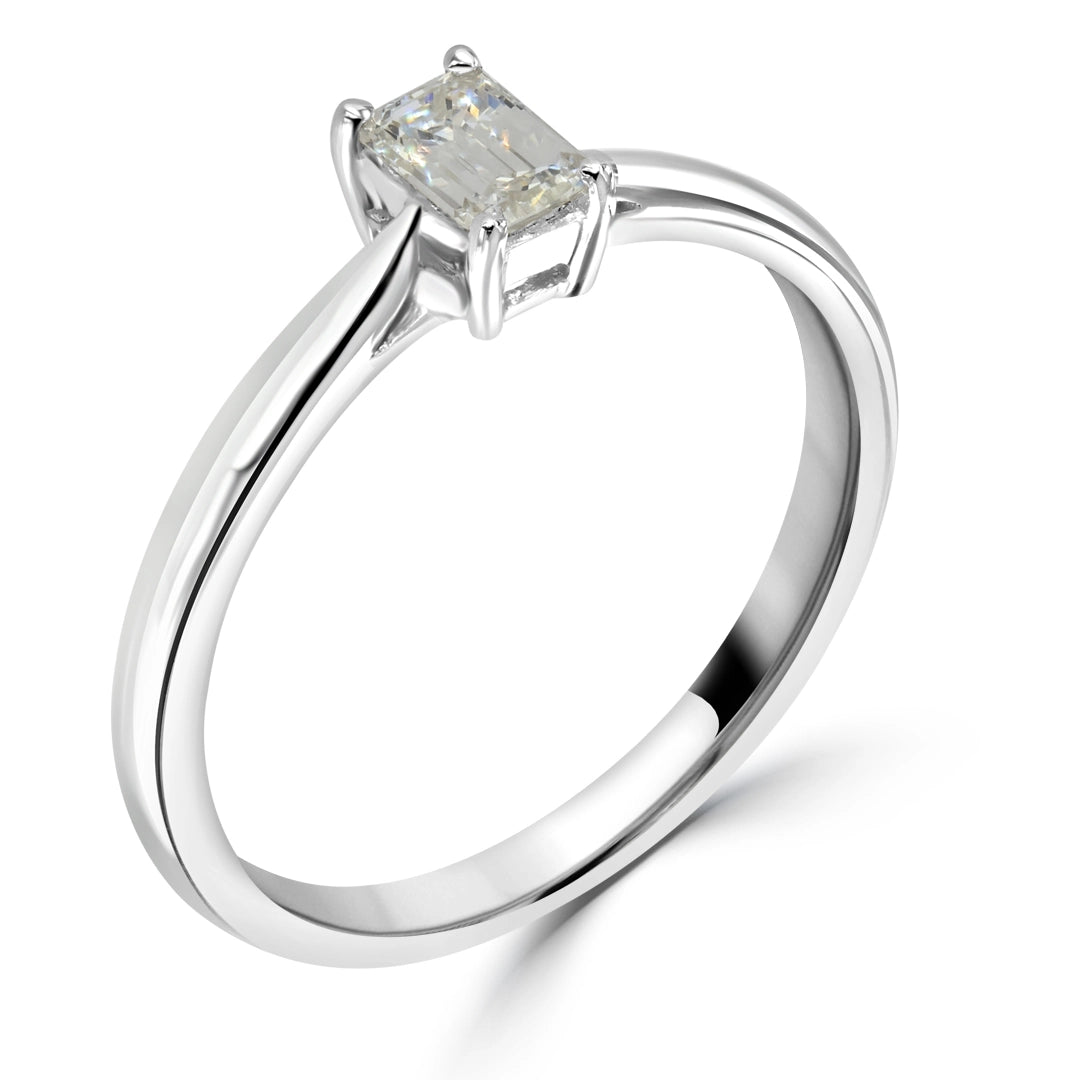 0.30ct Emerald Diamond Solitaire Engagement Ring