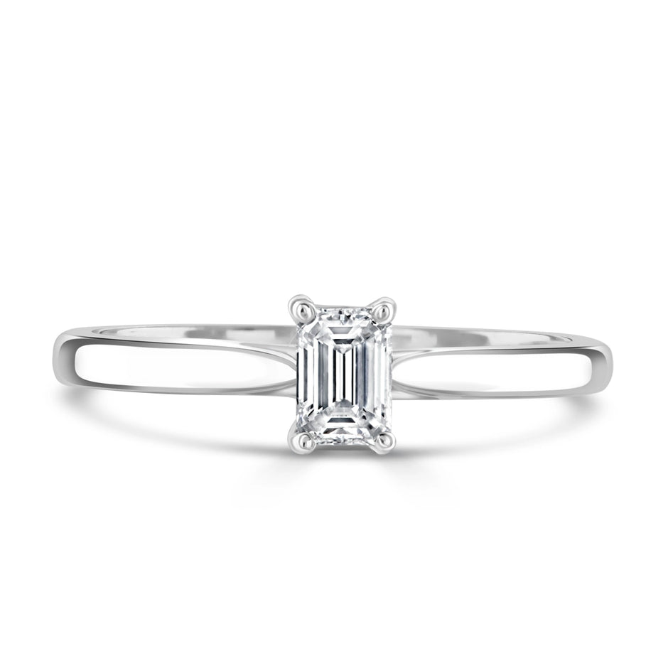 0.30ct Emerald Diamond Solitaire Engagement Ring