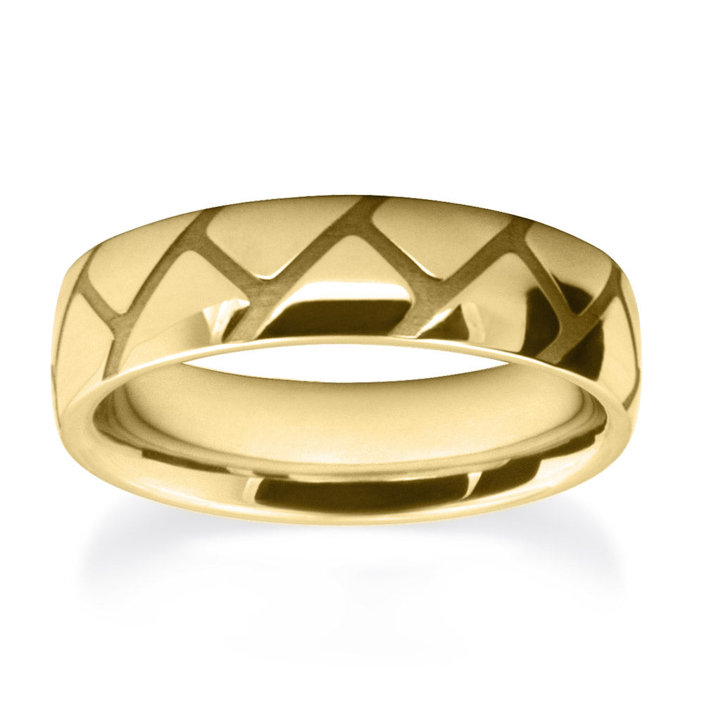 Square Brick Patterned Wedding Ring