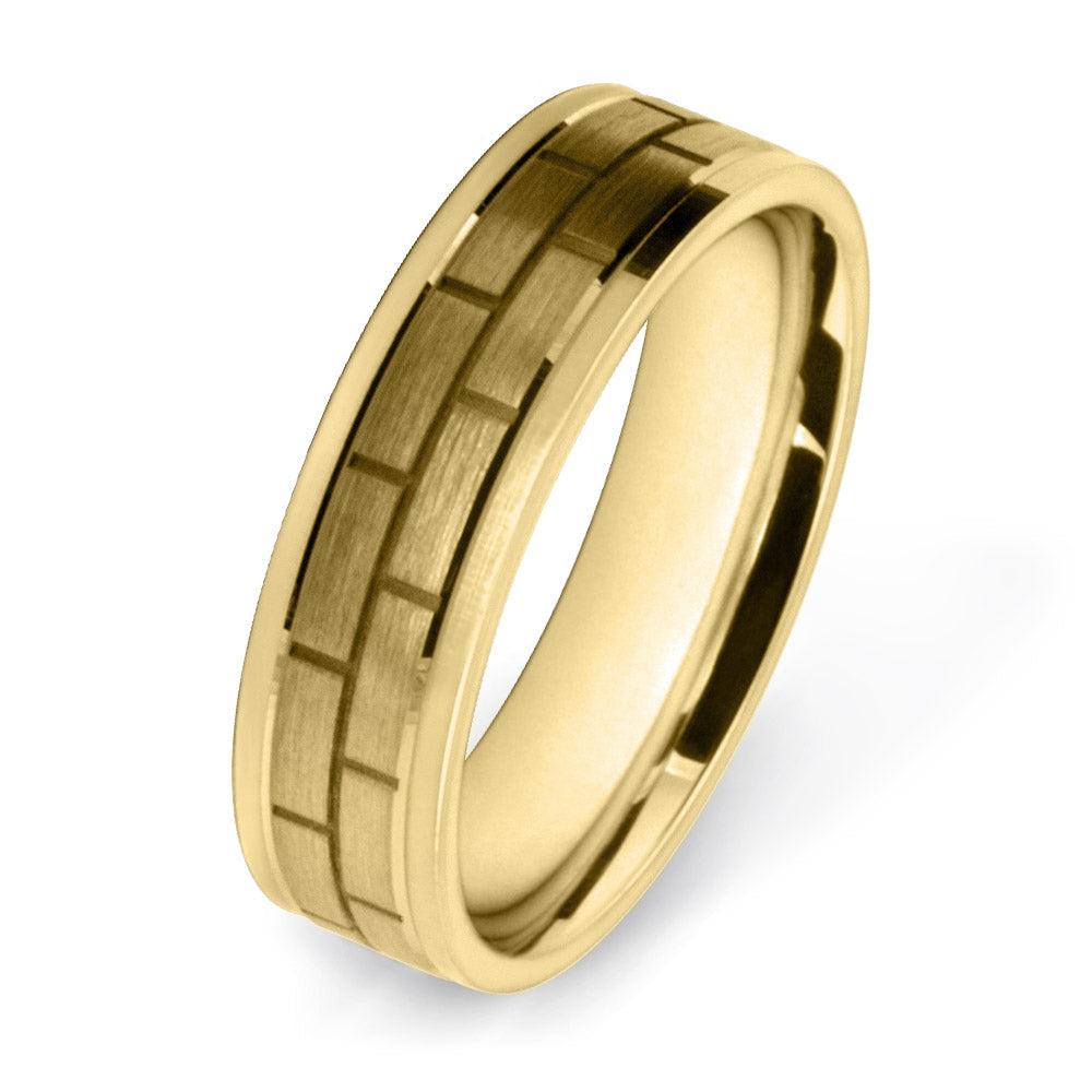 Block Carved Patterned Wedding Ring