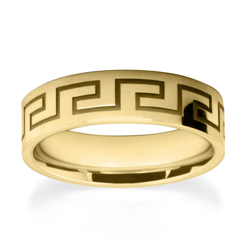 Greek Key Patterned Wedding Ring
