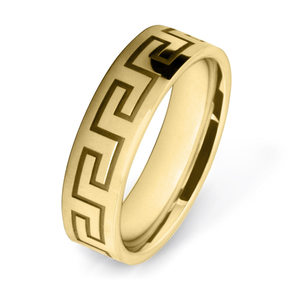 Greek Key Patterned Wedding Ring