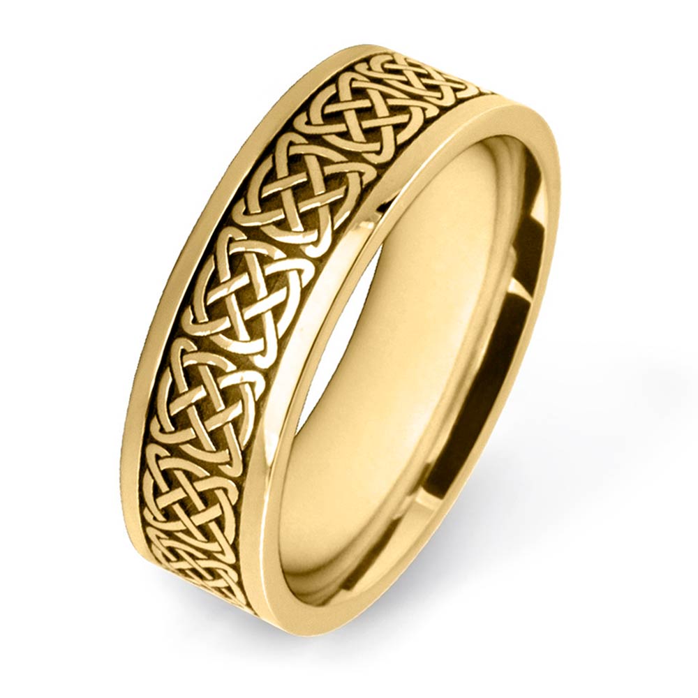Gold Celtic Patterned Wedding Ring