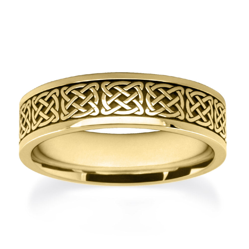 Gold Celtic Patterned Wedding Ring