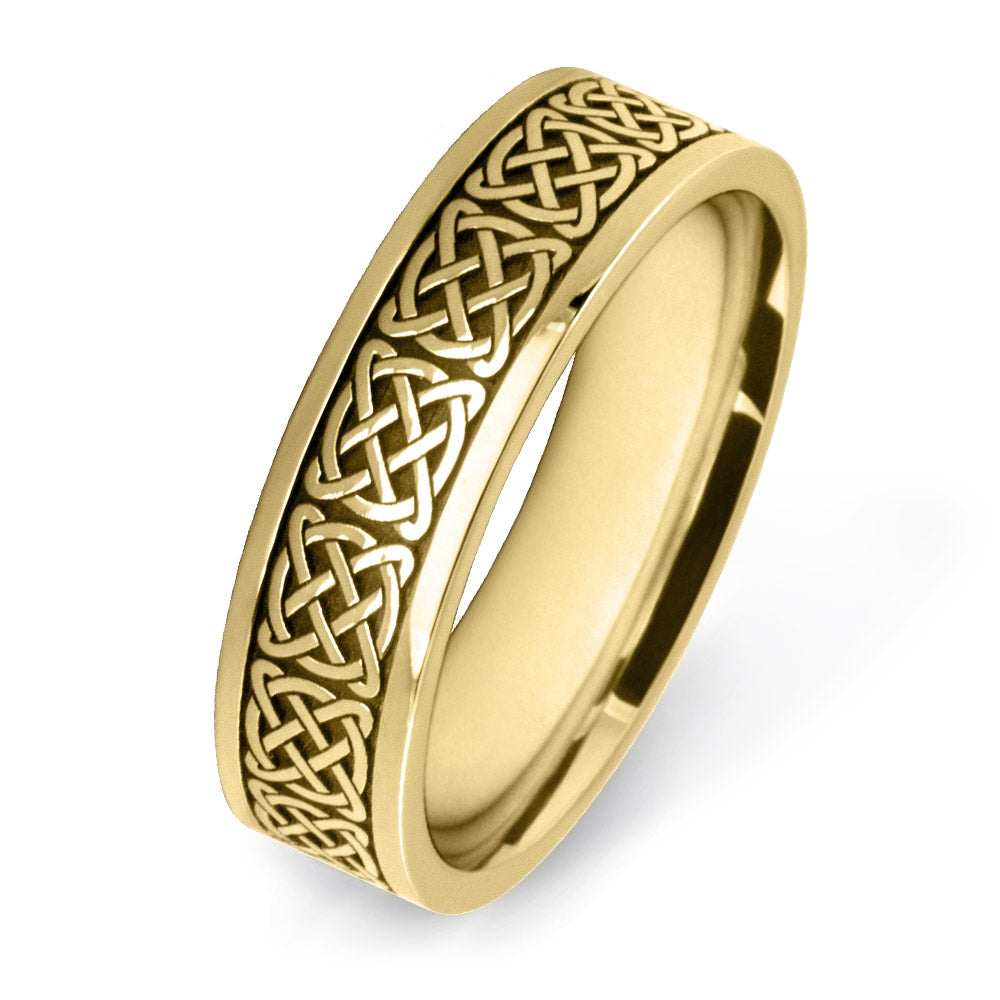 Gold Celtic Patterned Wedding Ring