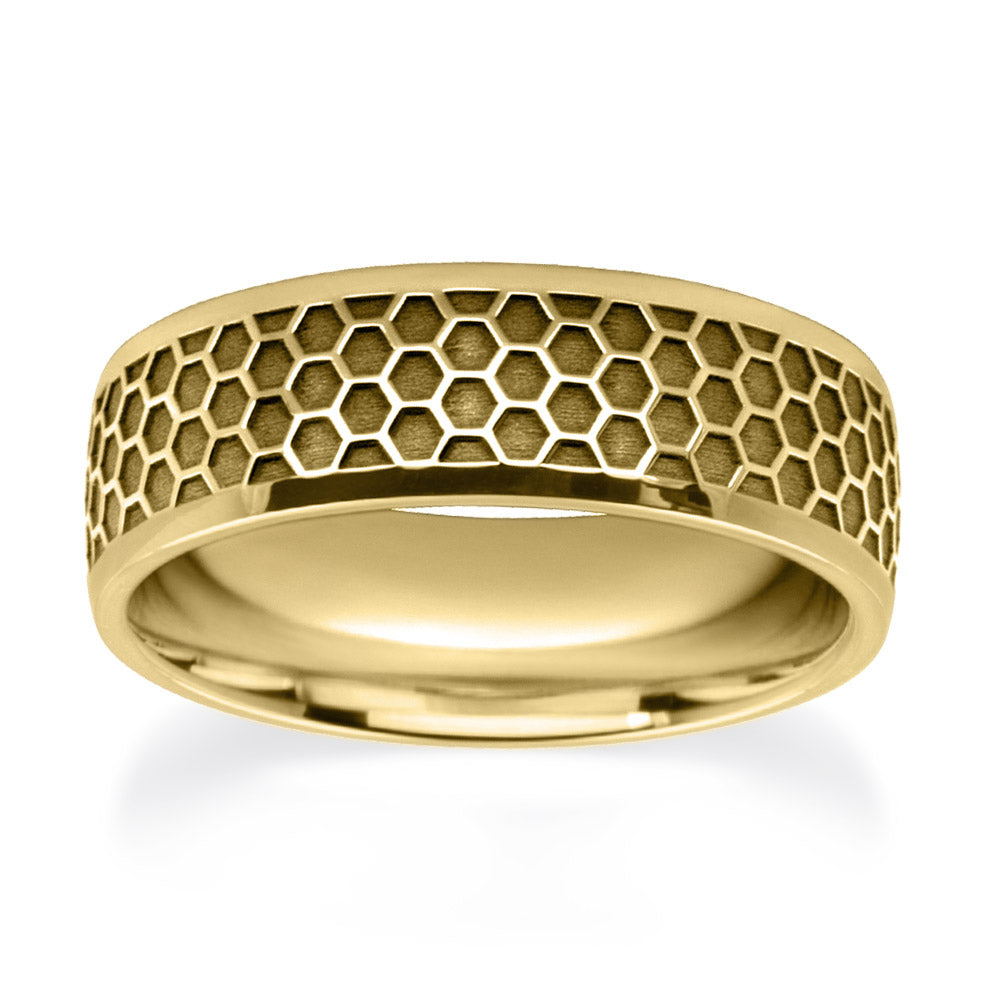Honeycomb Patterned Wedding Ring
