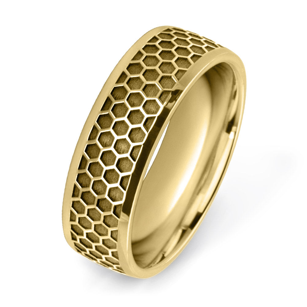 Honeycomb Patterned Wedding Ring