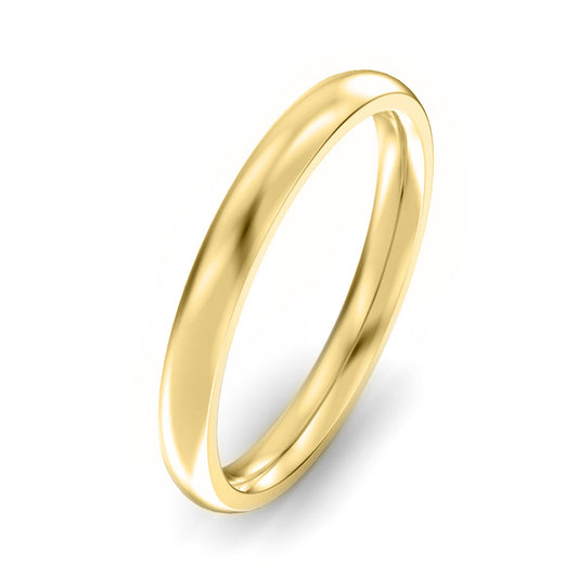 2.5mm Classic Court Heavy Weight Wedding Ring Yellow Gold