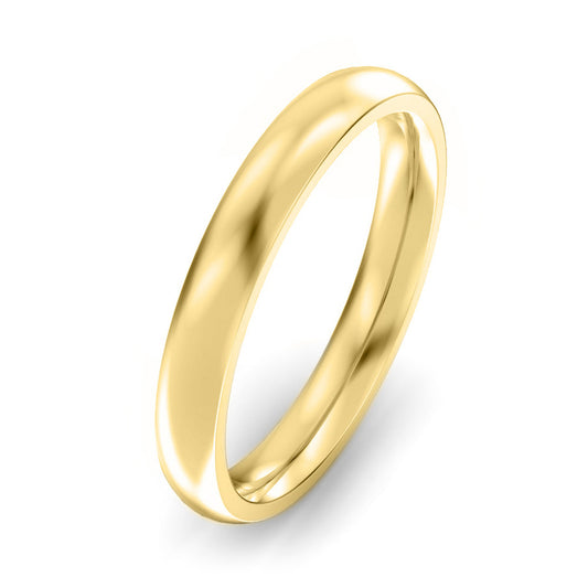 3mm Classic Court Heavy Weight Wedding Ring Yellow Gold