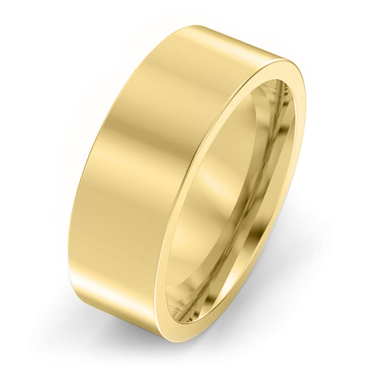 7mm Flat Court Heavy Weight Wedding Ring Yellow Gold