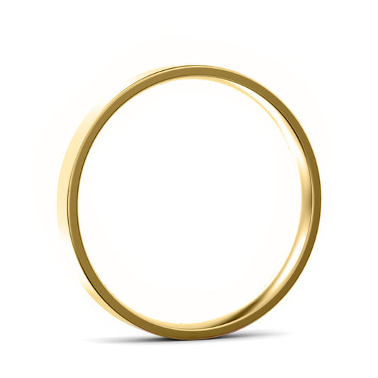 2.5mm Flat Court Light Weight Wedding Ring Yellow Gold