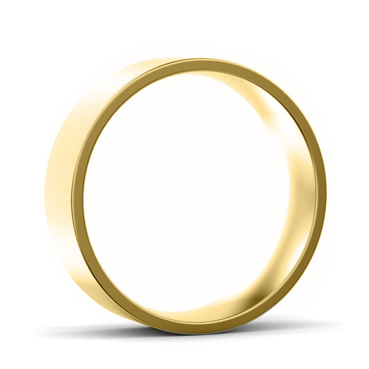 6mm Flat Court Light Weight Wedding Ring Yellow Gold