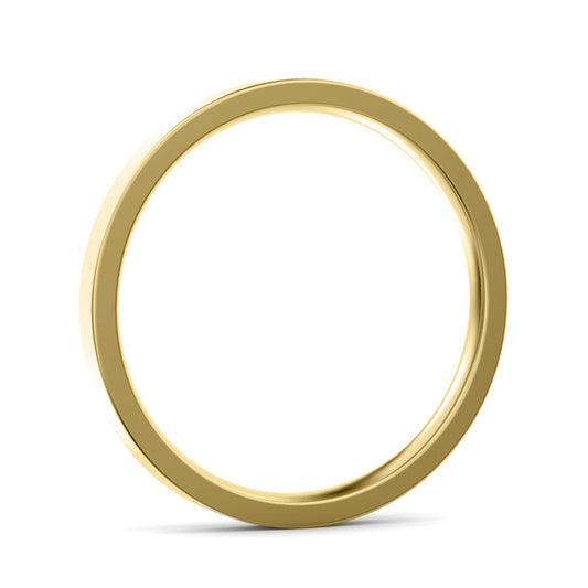 2mm Flat Court Medium Weight Wedding Ring Yellow Gold