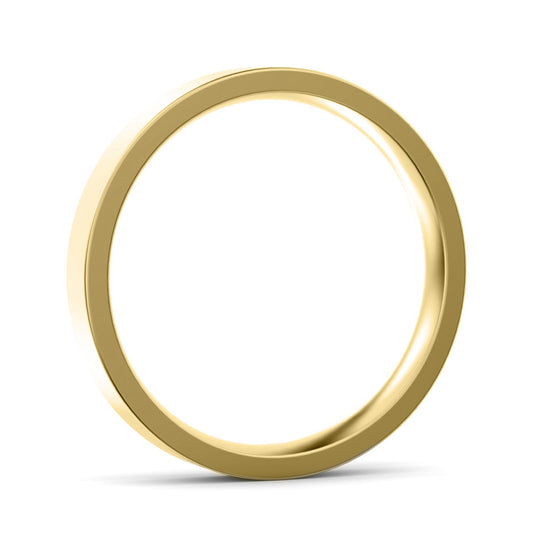 3mm Flat Court Medium Weight Wedding Ring Yellow Gold