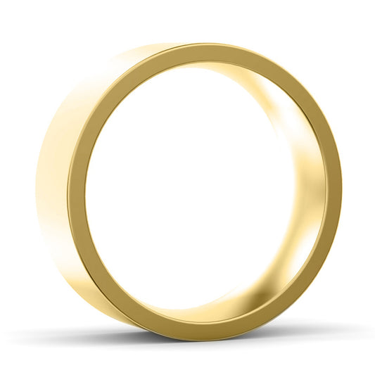 7mm Flat Court Medium Weight Wedding Ring Yellow Gold