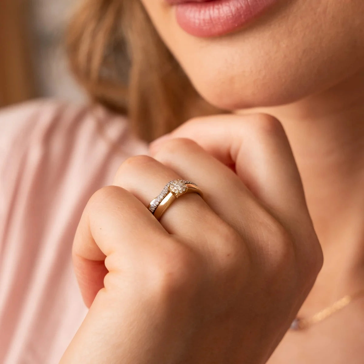 9ct Yellow Gold Double Wave Diamond Eternity Ring