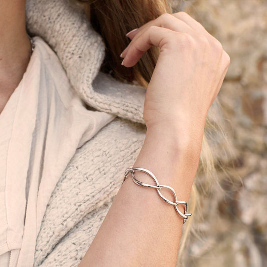 Kit Heath Entwine Twine Twist Link Sterling Silver Bracelet White Gold