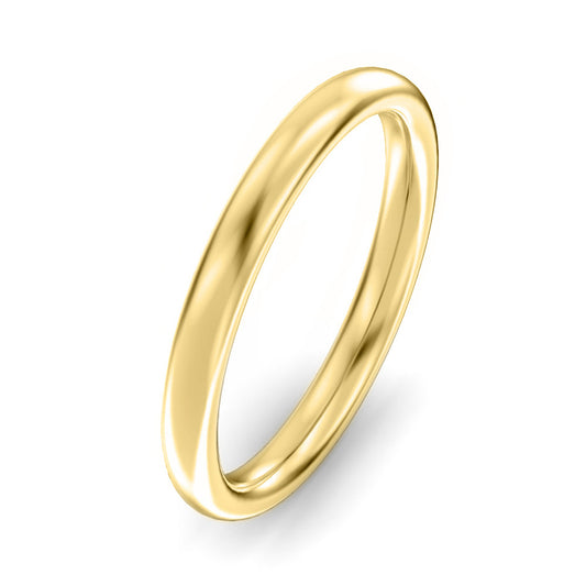 2.5mm Oval Court Heavy Weight Wedding Ring Yellow Gold