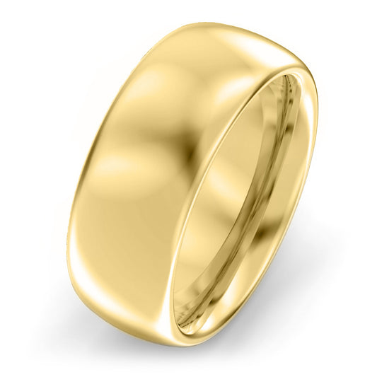 8mm Oval Court Heavy Weight Wedding Ring Yellow Gold