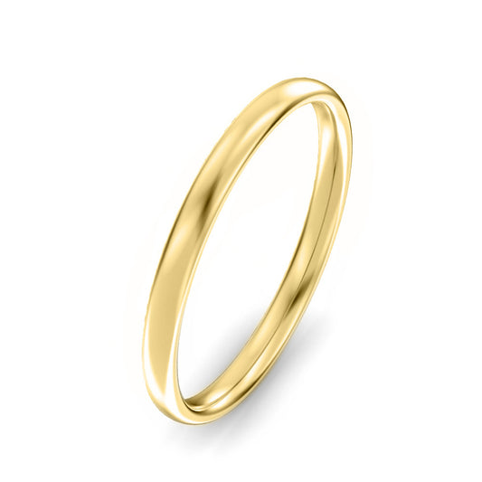 2mm Oval Court Light Weight Wedding Ring Yellow Gold