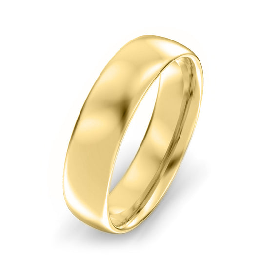 5mm Oval Court Light Weight Wedding Ring Yellow Gold