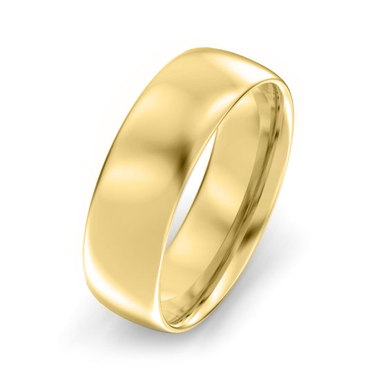 6mm Oval Court Light Weight Wedding Ring Yellow Gold