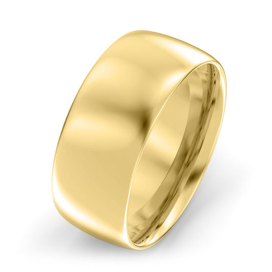 8mm Oval Court Light Weight Wedding Ring Yellow Gold