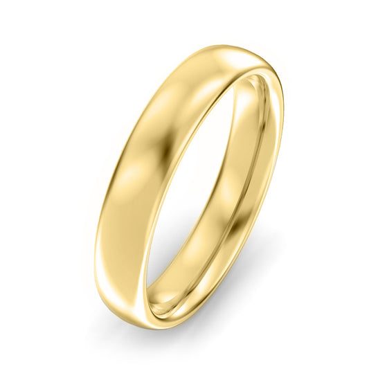 4mm Oval Court Medium Weight Wedding Ring Yellow Gold