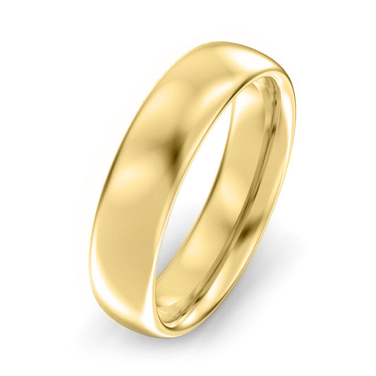 5mm Oval Court Medium Weight Wedding Ring Yellow Gold