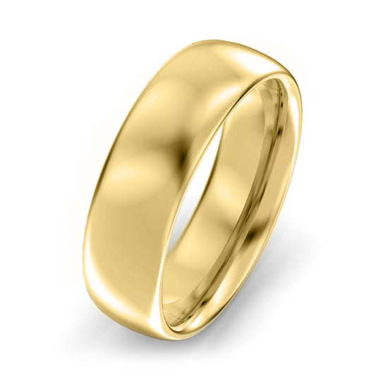 6mm Oval Court Medium Weight Wedding Ring Yellow Gold